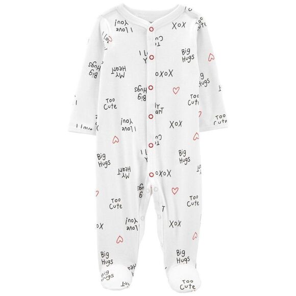 Carter's Baby White XOXO Snap-Up Sleep & Play Romper Size 9M - Picture 1 of 6